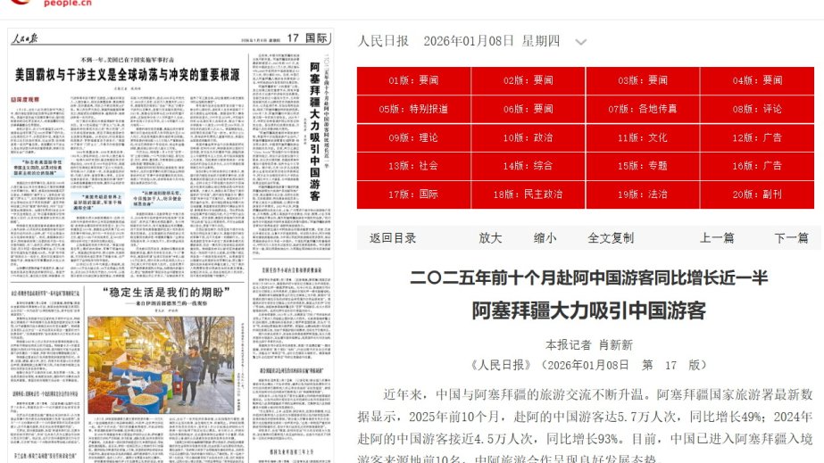 China’s People’s Daily newspaper: Azerbaijan lures more Chinese tourists
