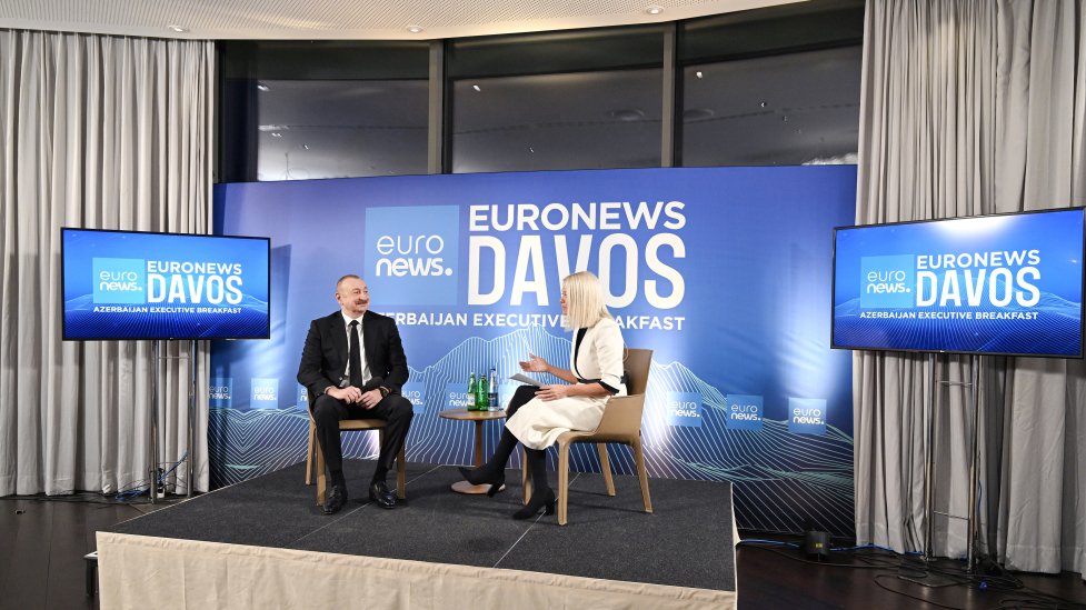 Prezident İlham Əliyev Davosda “Euronews” televiziyasına müsahibə verib