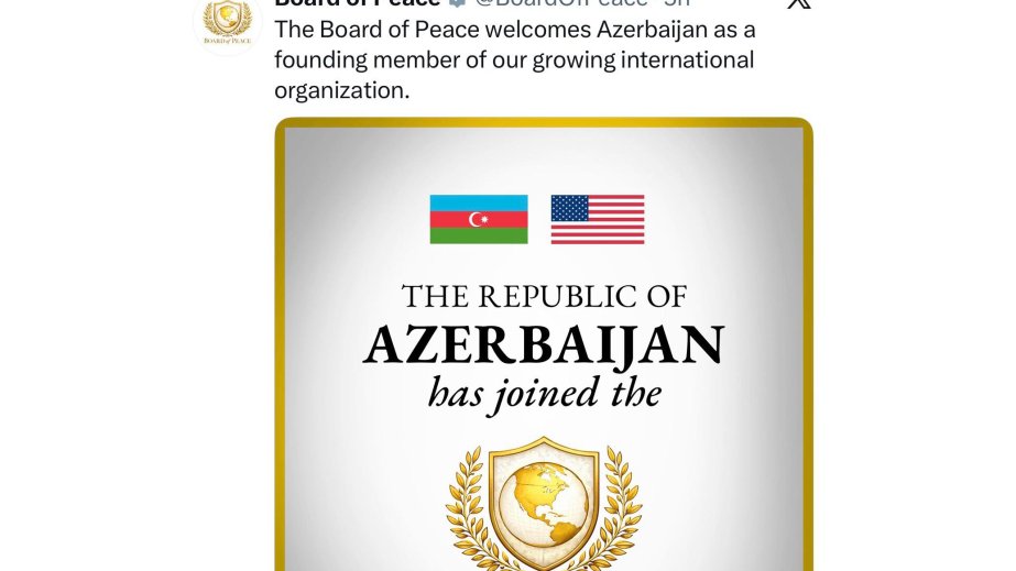 Board of Peace welcomes Azerbaijan as a founding member