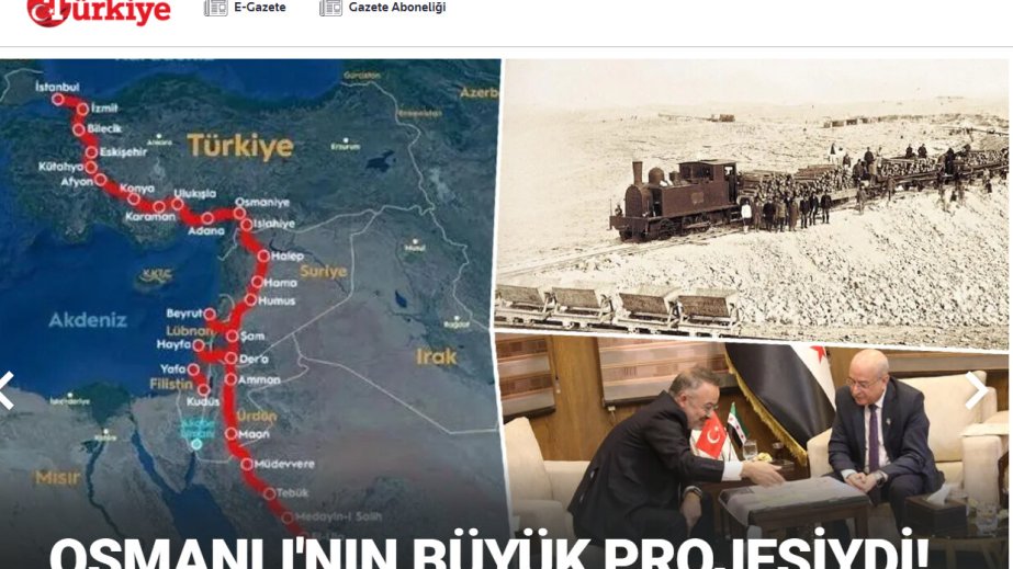 Ankara tarixi Hicaz dəmir yolunun bərpasını Dəməşq ilə müzakirə edir