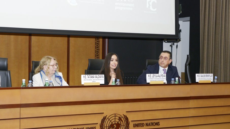 Heydar Aliyev Foundation VP Leyla Aliyeva attends discussions on environmental problems of Caspian Sea in Geneva