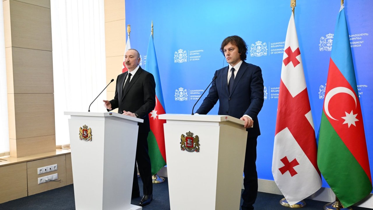 President Ilham Aliyev, Georgian Prime Minister make press statements