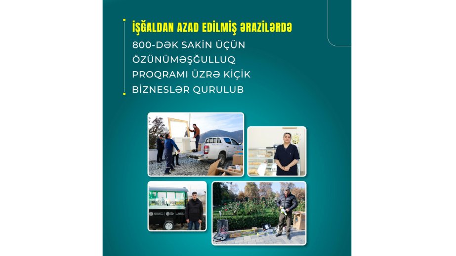 İşğaldan azad edilmiş ərazilərdə 800-dək sakin üçün kiçik bizneslər yaradılıb