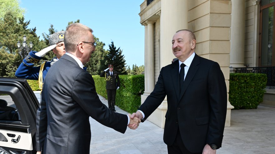 Latviya Prezidentinin rəsmi qarşılanma mərasimi olub