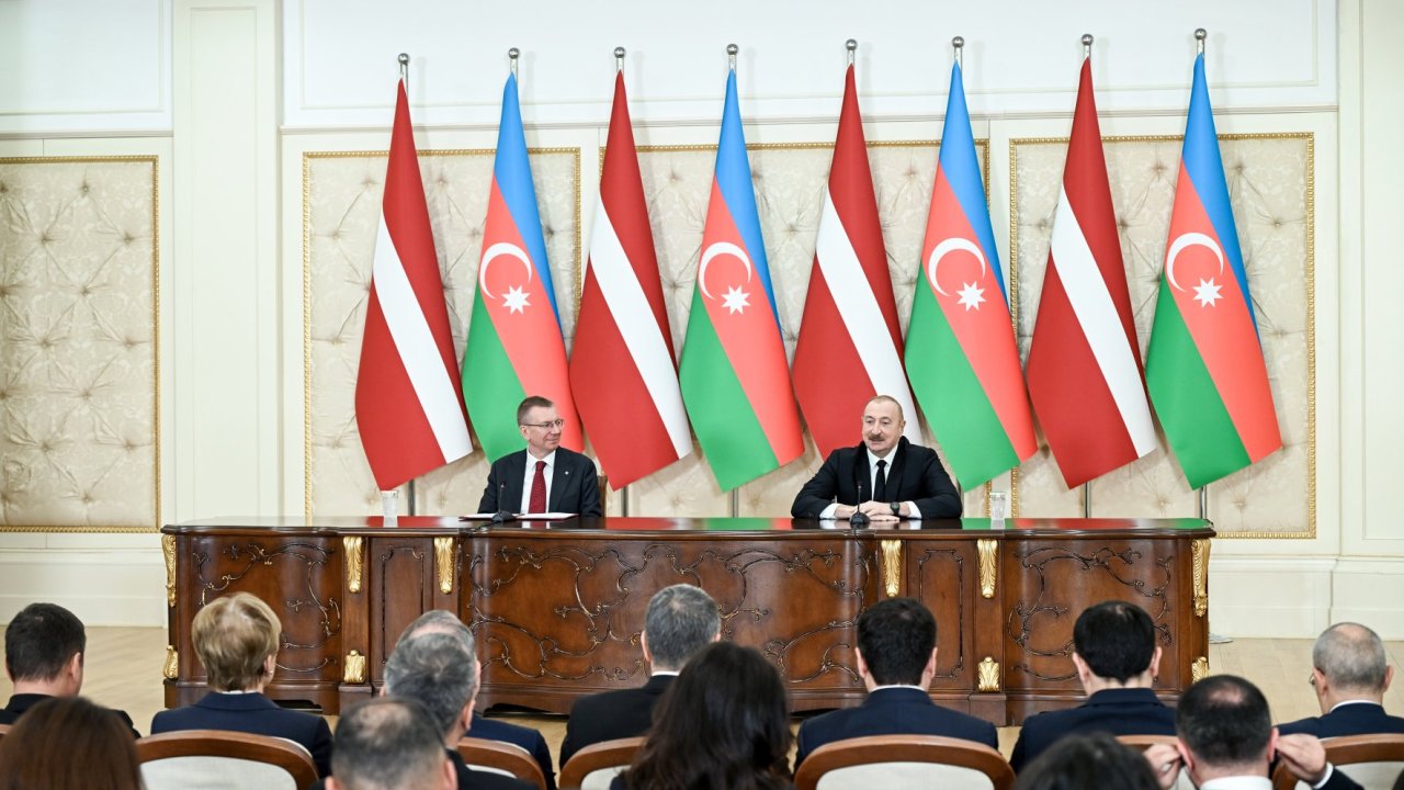 President Ilham Aliyev, President of Latvia make press statements