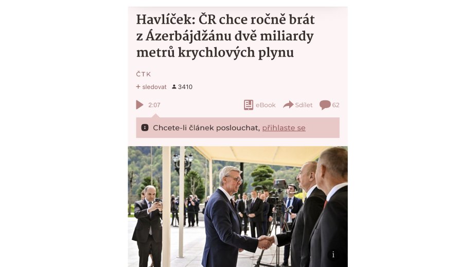 Czech Republic intends to expand imports of Azerbaijani gas