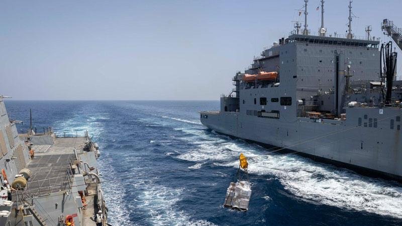 US Navy announces resupply of ships in the Middle East