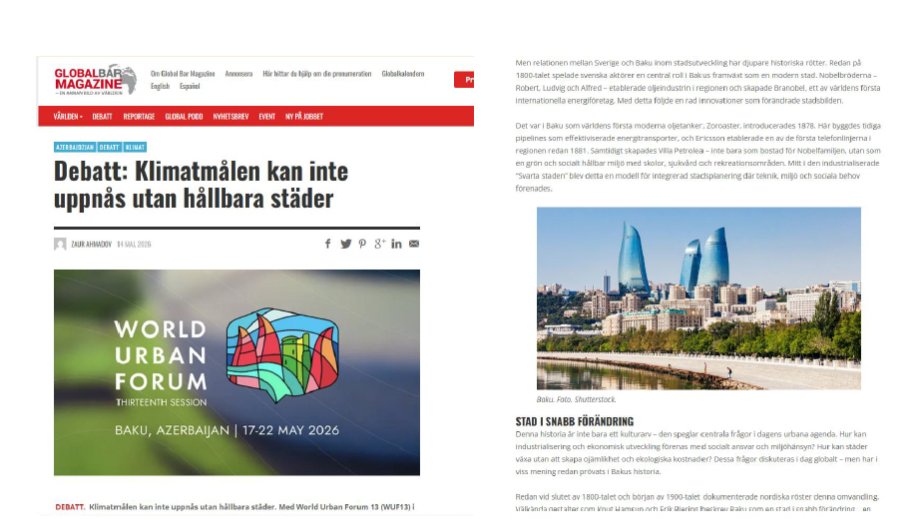 İsveçin “Global Bar Magazine” nəşri Bakıda keçiriləcək WUF13 haqqında məqalə dərc edib