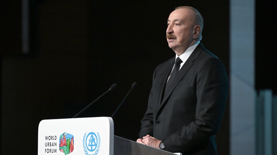 President Ilham Aliyev cites examples of modern urban planning processes in Baku at the opening ceremony of WUF13