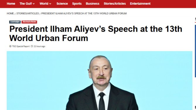 Global media widely covers President Ilham Aliyev’s address at WUF13 opening ceremony