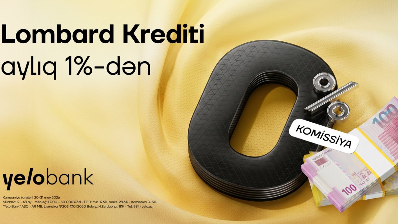 Yelo Bank-dan 0% komissiya ilə qızıl təminatlı kredit!