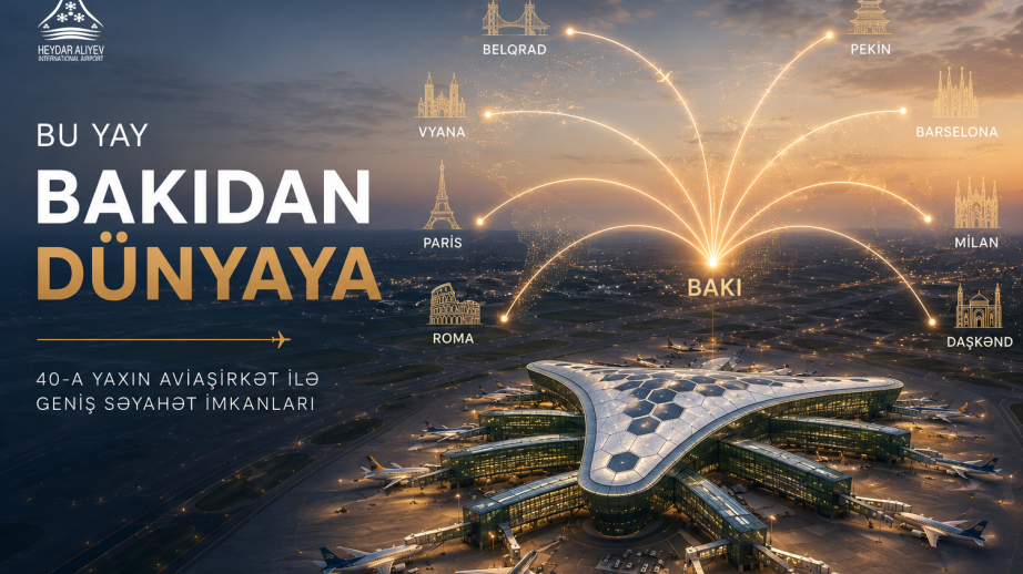 Heydər Əliyev Beynəlxalq Aeroportundan 40-a yaxın aviaşirkət tərəfindən aviareyslər həyata keçirilir