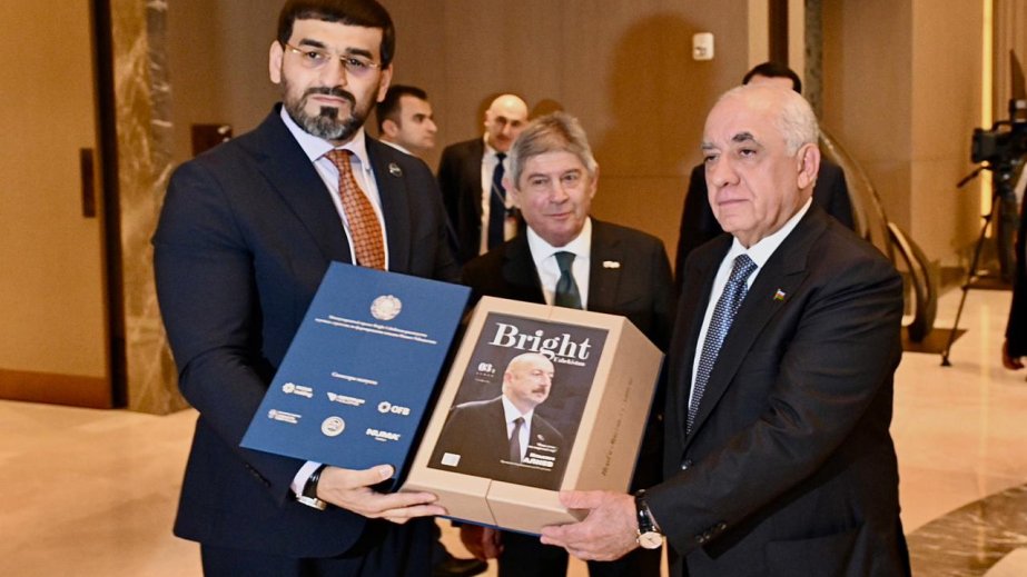 Azerbaijan`s PM presented with special edition of Bright Uzbekistan magazine