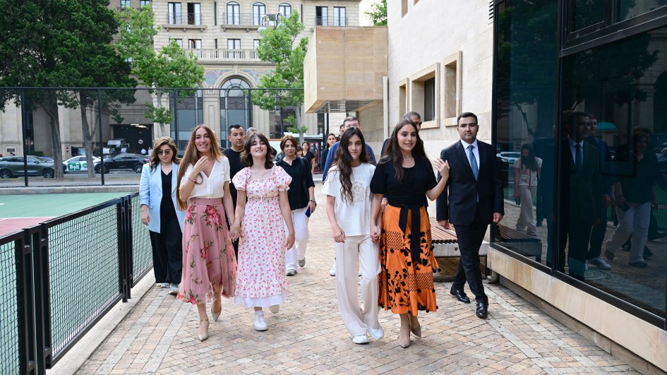 Leyla Aliyeva and Arzu Aliyeva attend opening and presentation ceremonies at the Seaside National Park