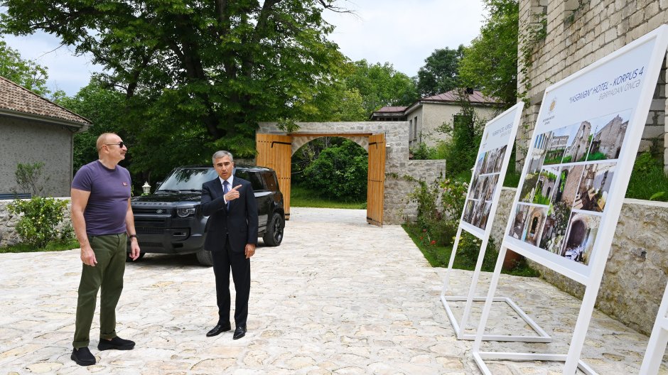 President Ilham Aliyev reviewed new buildings of “Yasaman” Hotel in Shusha