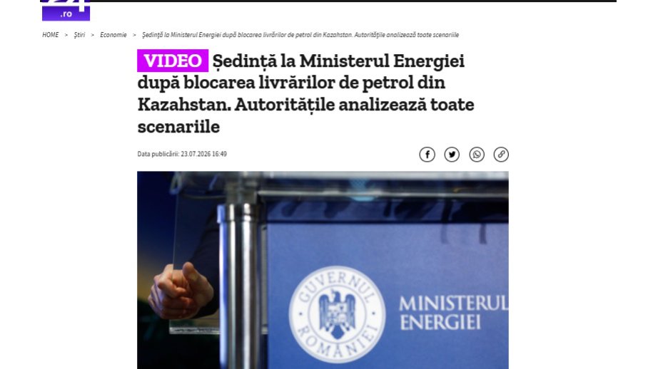 Azərbaycan Rumıniya üçün alternativ neft tədarükçülərindən biri kimi nəzərdən keçirilir