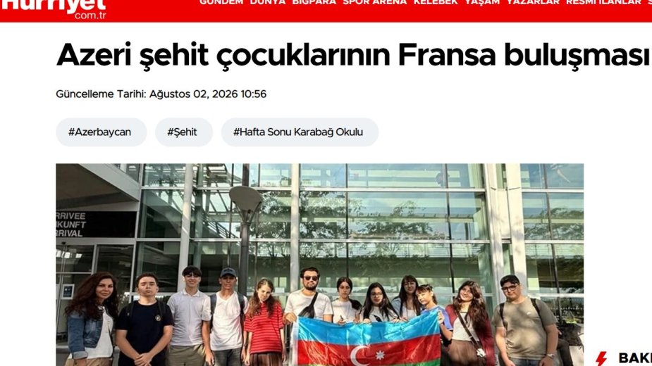 “Hürriyet”: “Qardaşlaşmış Qarabağ məktəbləri” düşərgəsi ünsiyyət və təmas qurmaq imkanıdır