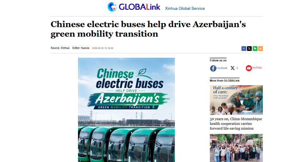 “Sinxua” agentliyi: Azərbaycanlı sürücülər Çinin elektrikli avtobuslarından məmnundurlar
