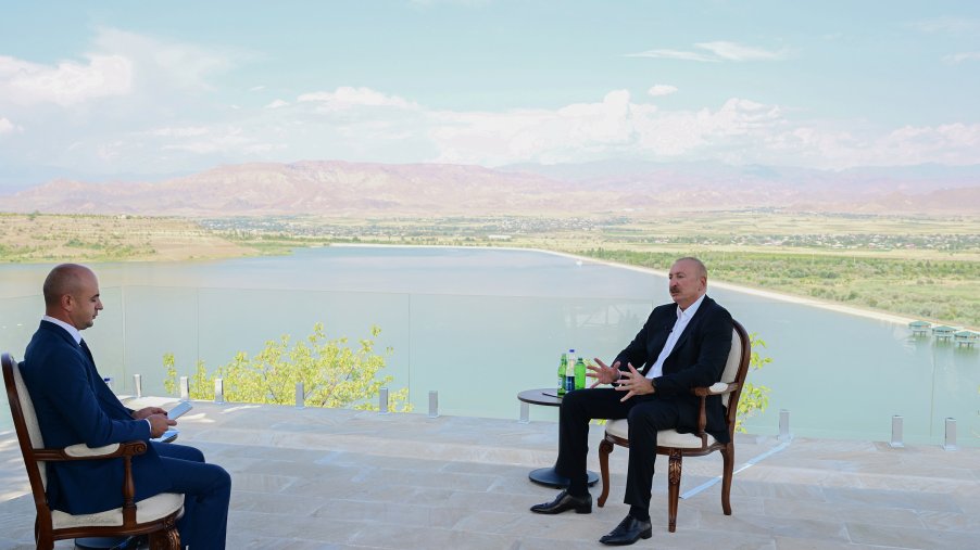 President Ilham Aliyev was interviewed by Azerbaijan Television in Nakhchivan