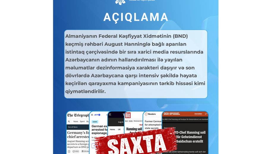 Media and Broadcasting Council: Linking Azerbaijan to BND investigation is disinformation