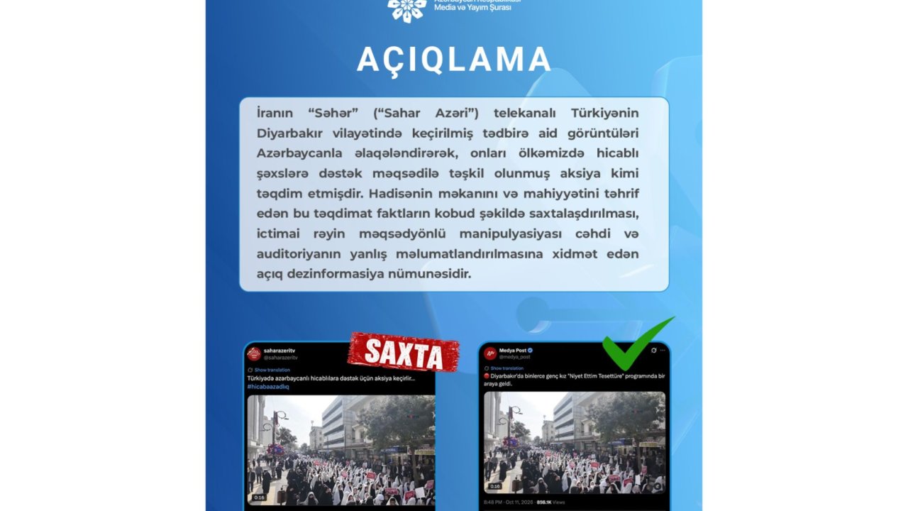 “Səhər” kanalının Azərbaycanla bağlı saxtakarlığı ifşa olunub